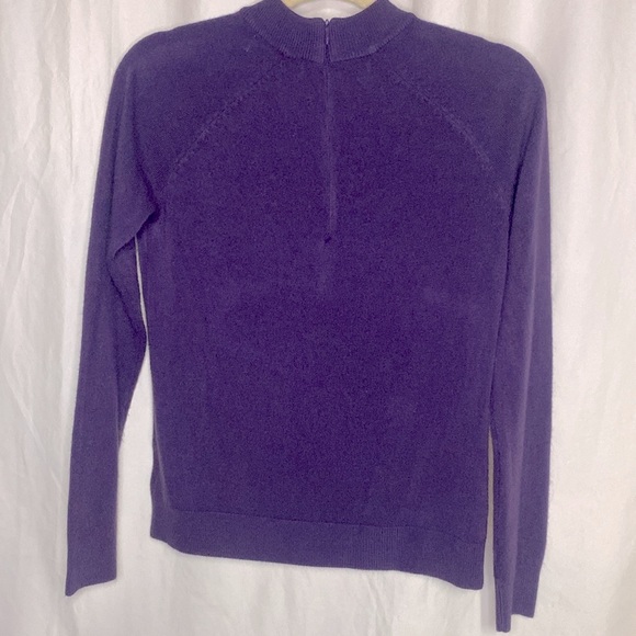 Karen Scott Women’s Small Plum Sweater Crew Neck Zipper in back - Picture 2 of 8